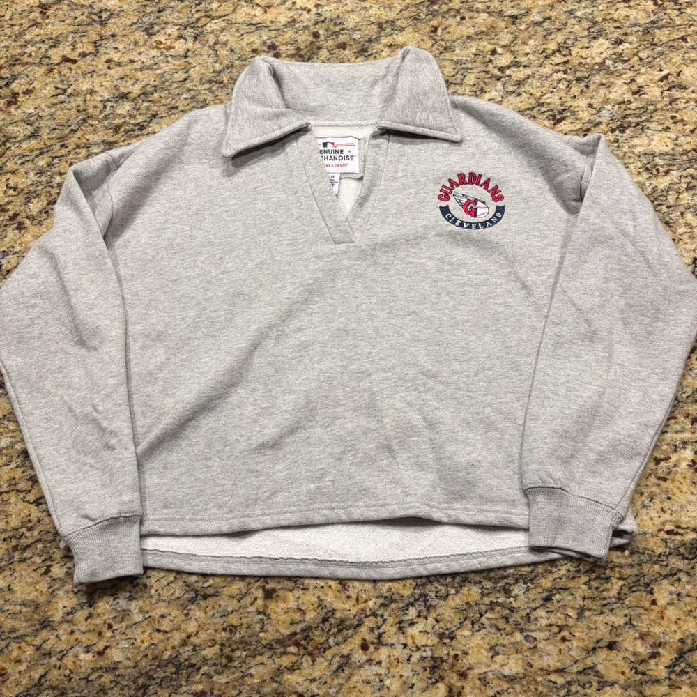 Soft As A Grape Cleveland Guardians MLB Cropped Sweatshirt Gray Womens Medium